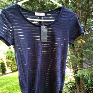 Navy Blue Striped Shirt